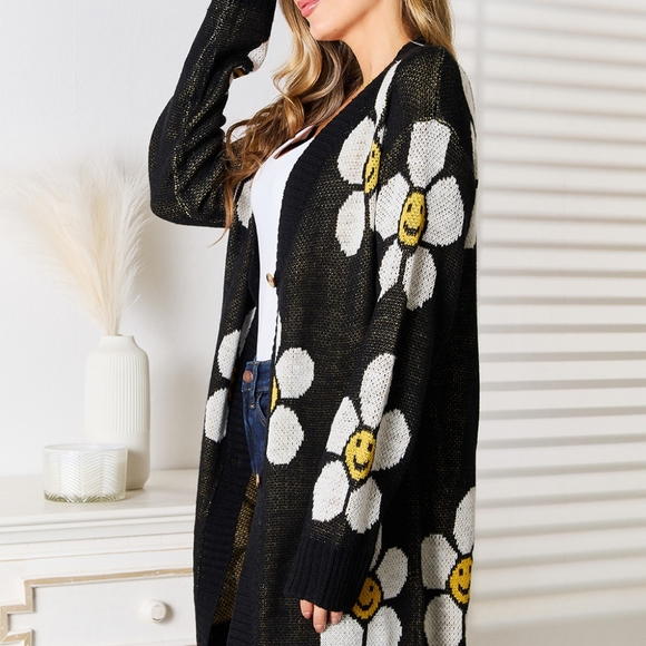 Double Take Floral Button Down Longline Cardigan - Picture 3 of 9